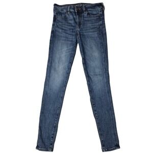 American Eagle Jegging Jeans Womens 4 Long Next Level Stretch Skinny Blue